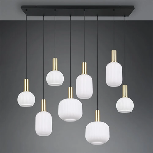 Dining room pendant lamp Diva 8-light - white glass Trio 4017807614527