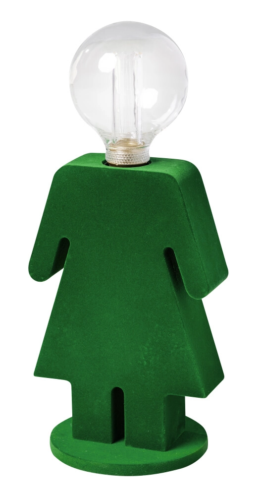 Wooden table lamp Eve Velvet green