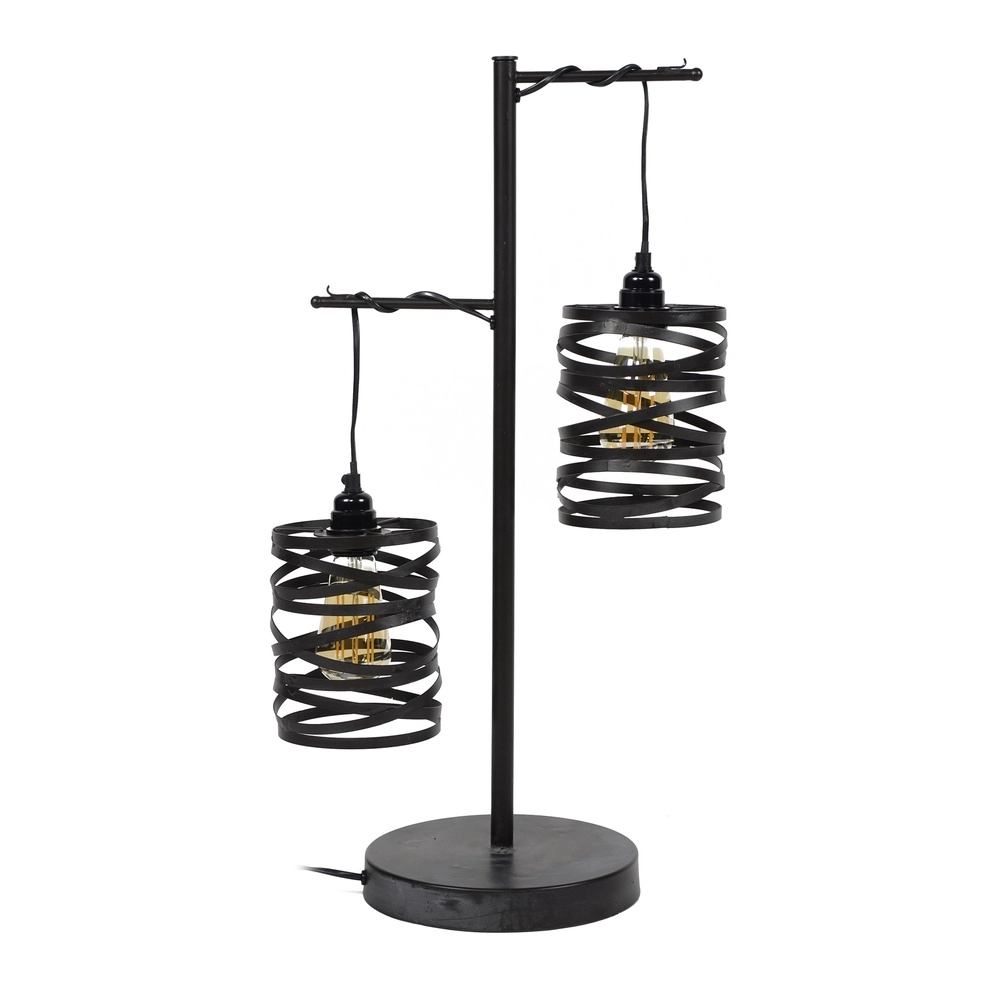 Country table lamp Spindle 2x E27 - slate grey Lyora 8716803513020