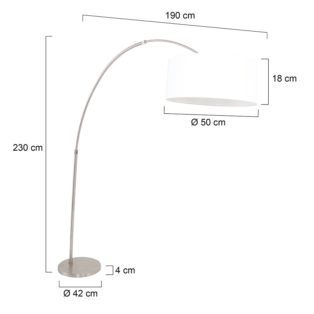 Arc lamp Gramineus 50 Stainless steel with white lampshade Steinhauer 8712746118315