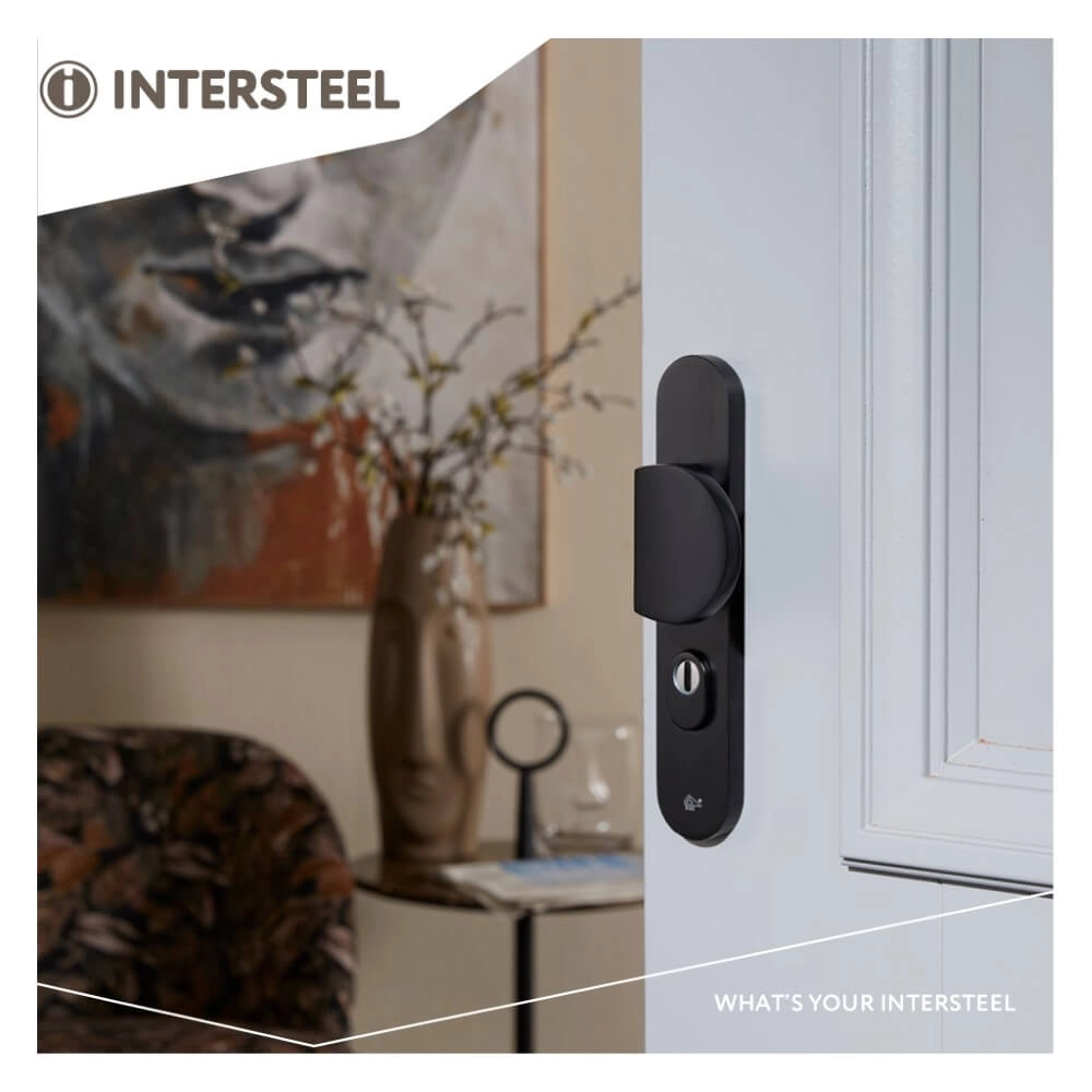 Front door fittings Vurano PC 72mm core pull protection aluminum black Intersteel 8714186492086