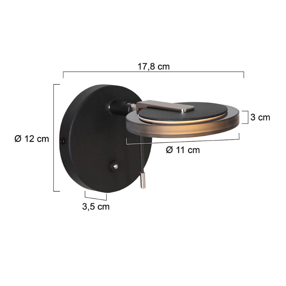 Wall reading lamp Turound black Steinhauer 8712746145458