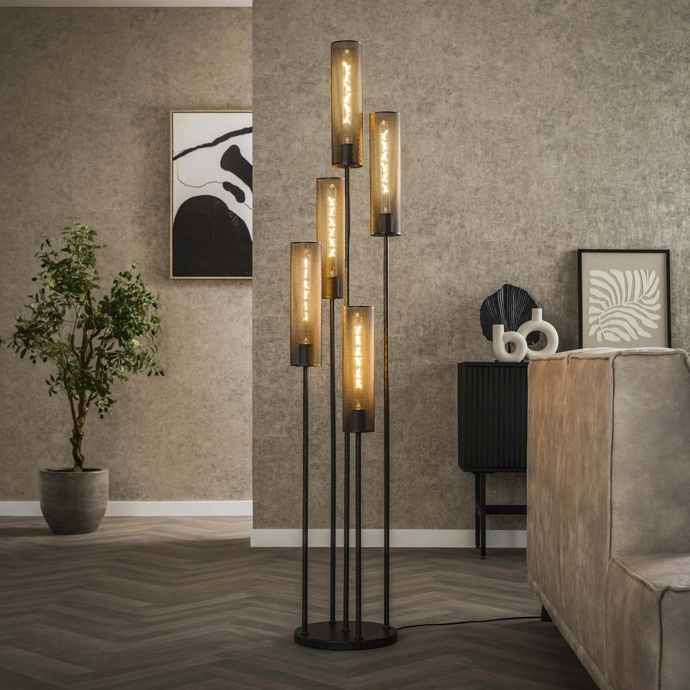 Tube floor lamp Tube 5-light - artic black