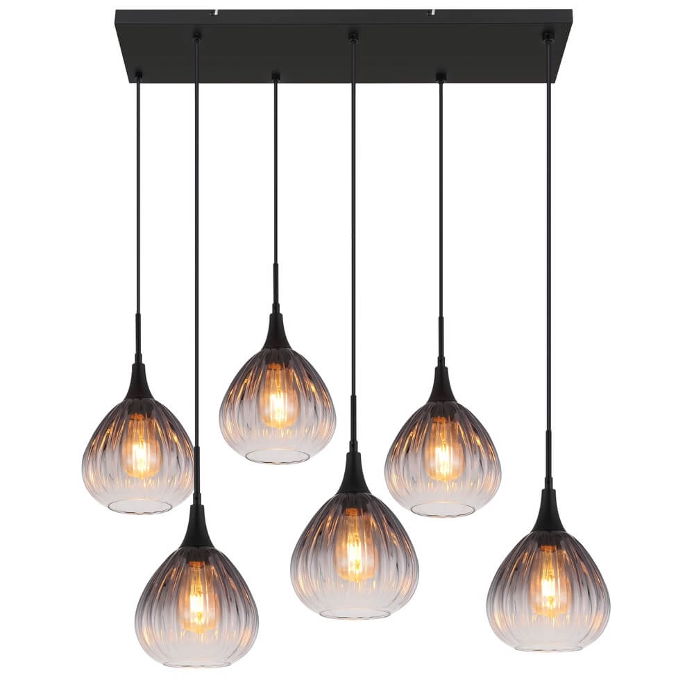 Black pendant lamp Olsen 6-light Globo 9007371447817
