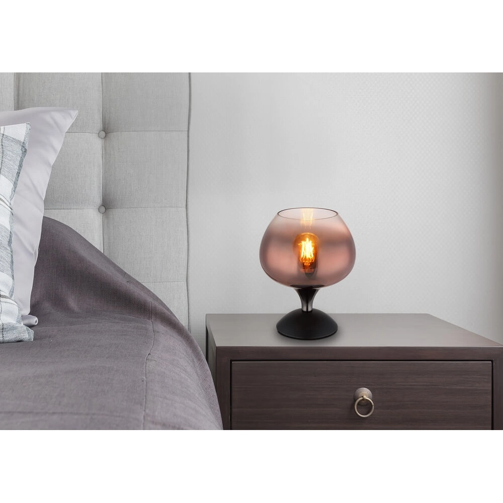 Black table lamp Maxy with red glass Ø 15cm Globo 9007371462148