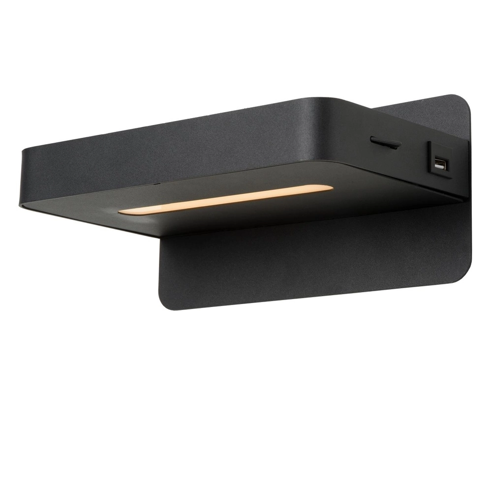 Bedside lamp Atkin with USB charging point black Lucide 5411212770820