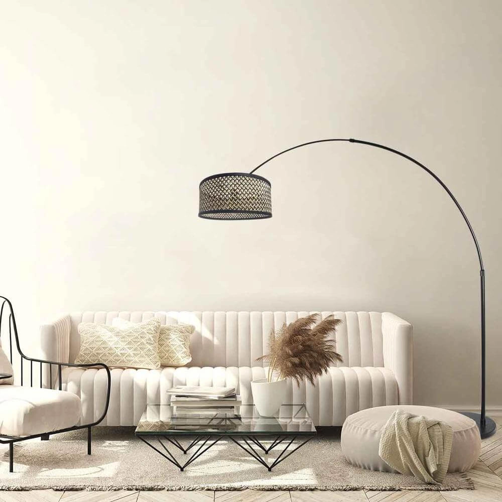 Arc lamp Sparkled Light black with bamboo shade Steinhauer 8712746172874