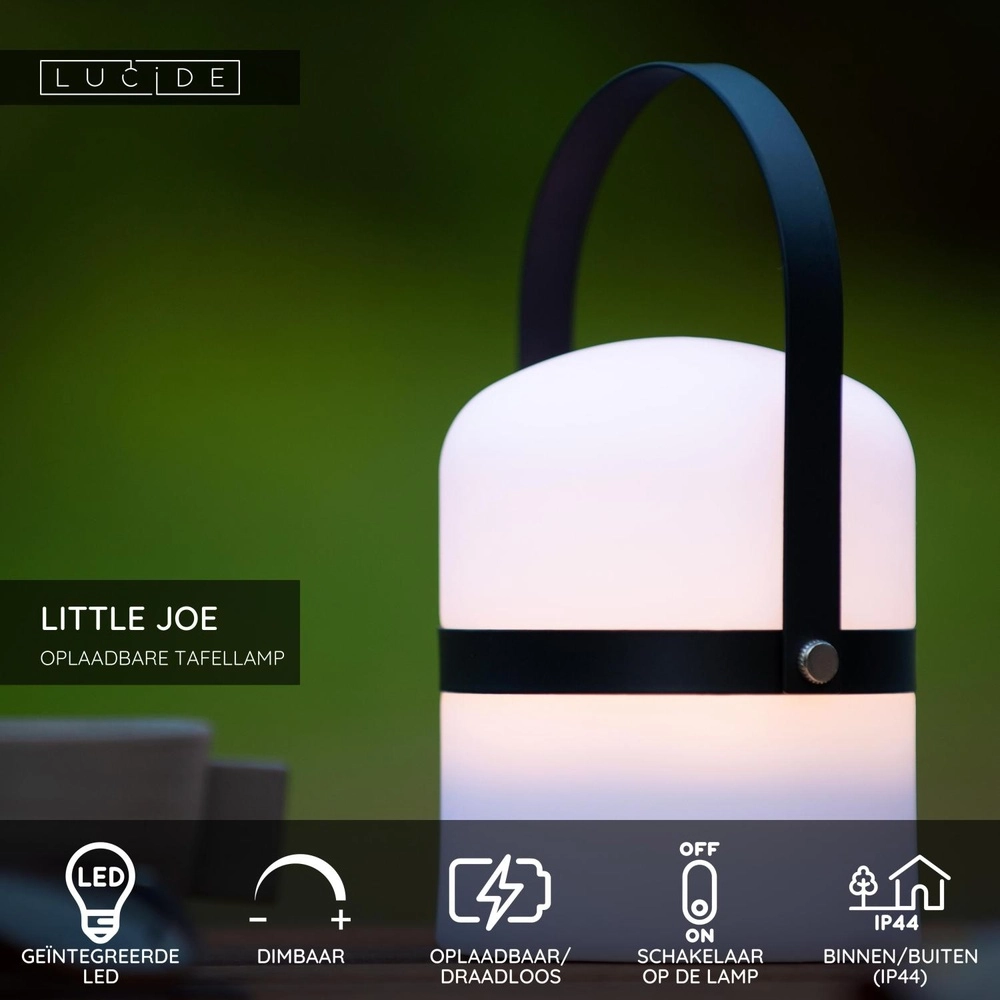 Rechargeable table lamp Little Joe Black Lucide 5411212061416