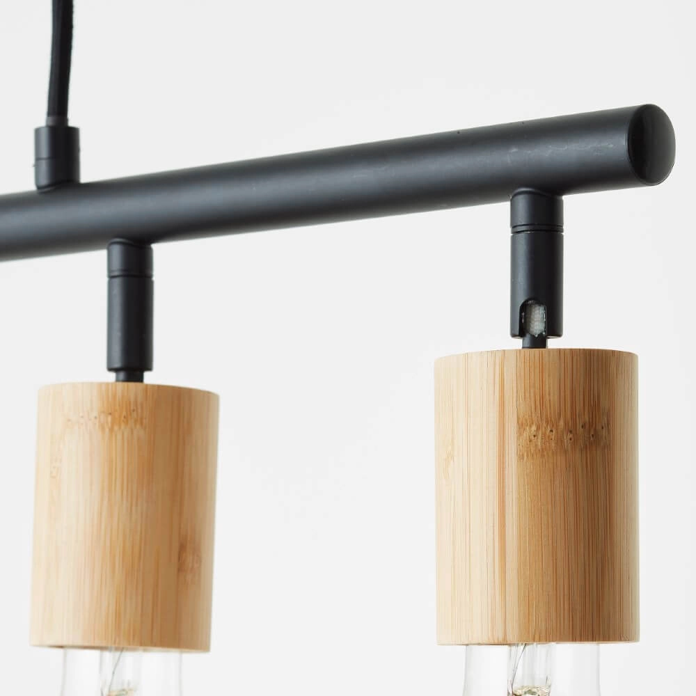 5-light pendant lamp Tiffany black with wood Brilliant 4004353406409