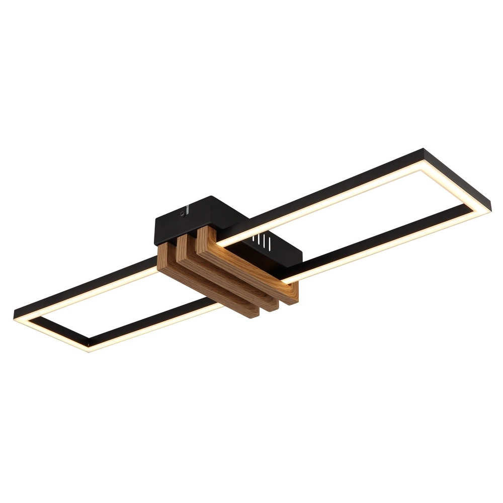 Modern ceiling lamp Dakari I black with wood 60cm