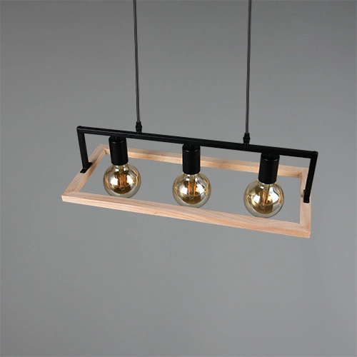 Design pendant lamp Bano black with wood Trio 4017807673364