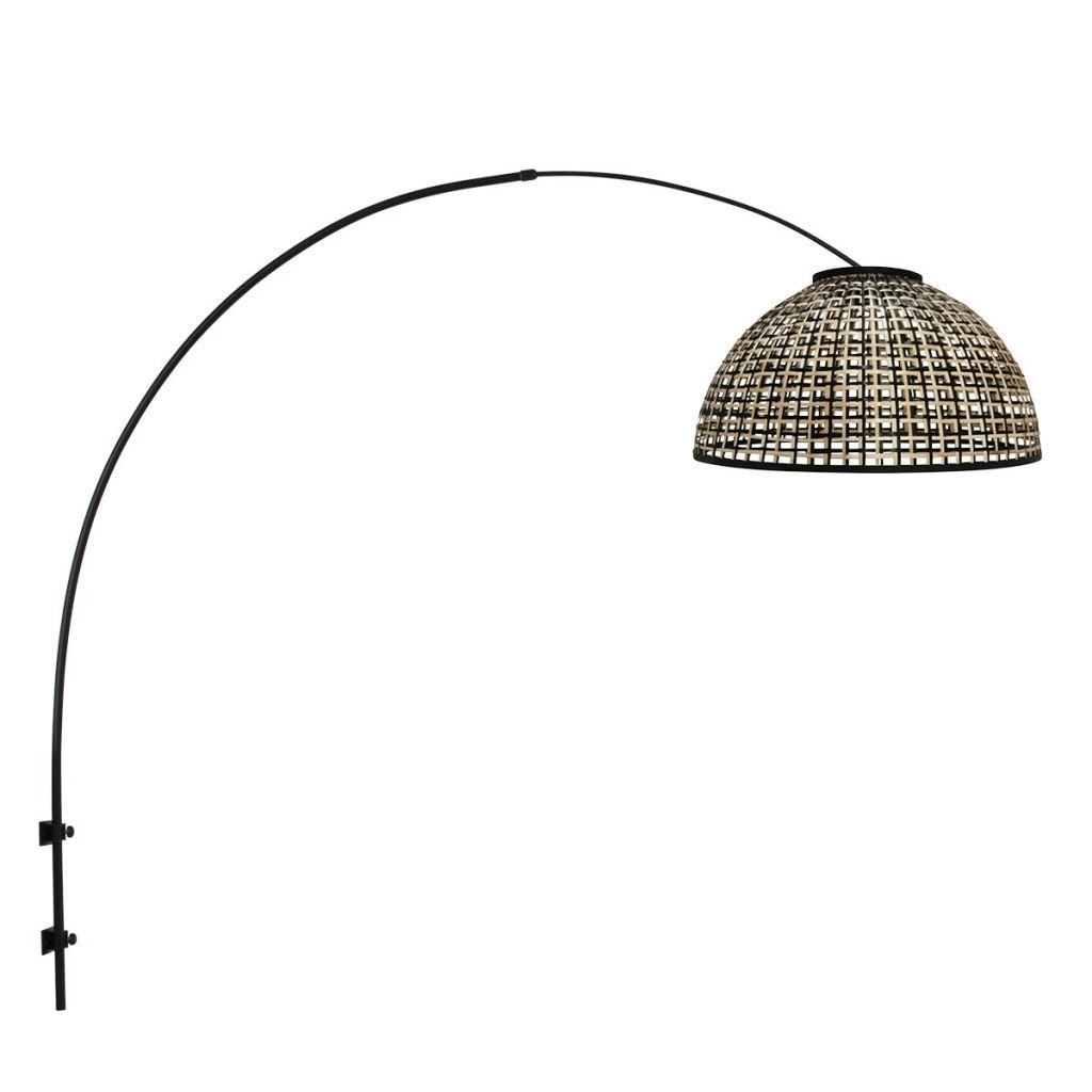 Black wall lamp Nox Light with bamboo shade Ø60cm