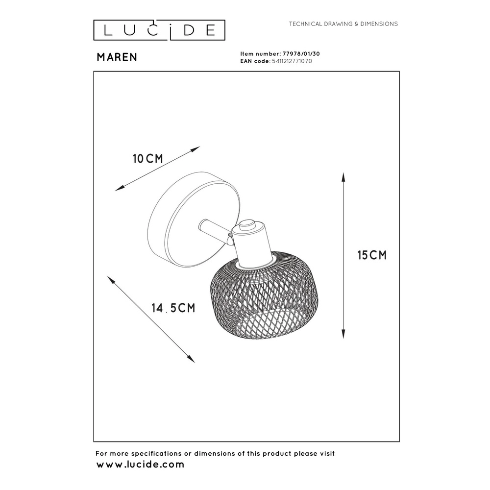 Ceiling light Maren Single Black Lucide 5411212771070