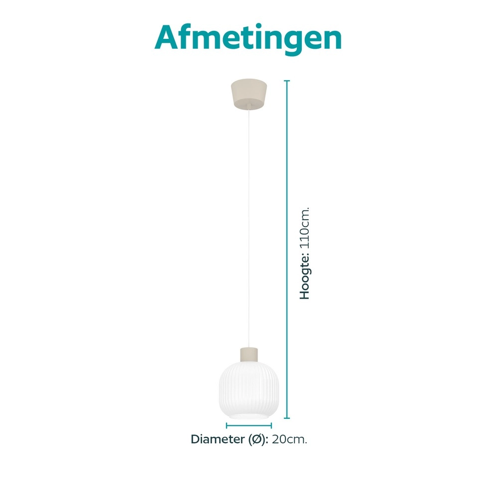 Design pendant lamp Dasmina sand brown with white Ø 20cm