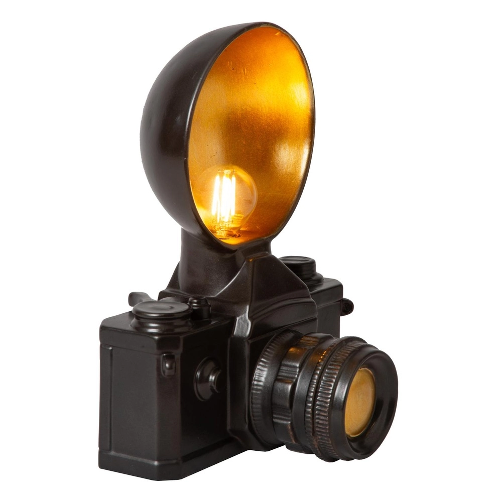 Nostalgic table lamp Extravaganza Camera black with gold Lucide 5411212345769