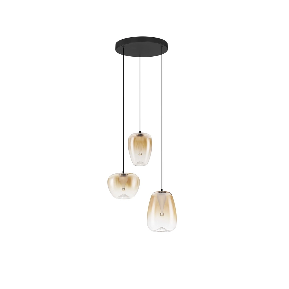 Design pendant lamp Oblo 3-light amber glass Lyora 5212017474131