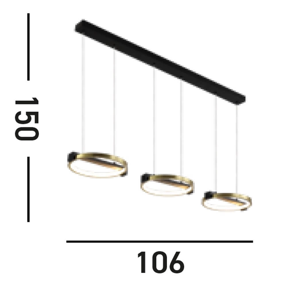 3-light pendant lamp Aerial Black and gold Searchlight 5053423274379