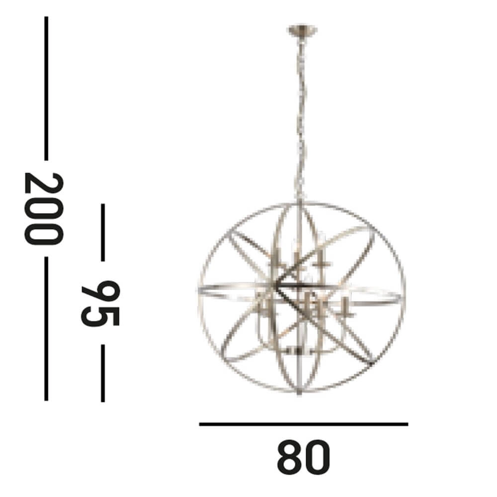 Antique pendant lamp Orbit 8-light gold Searchlight 5053423271910