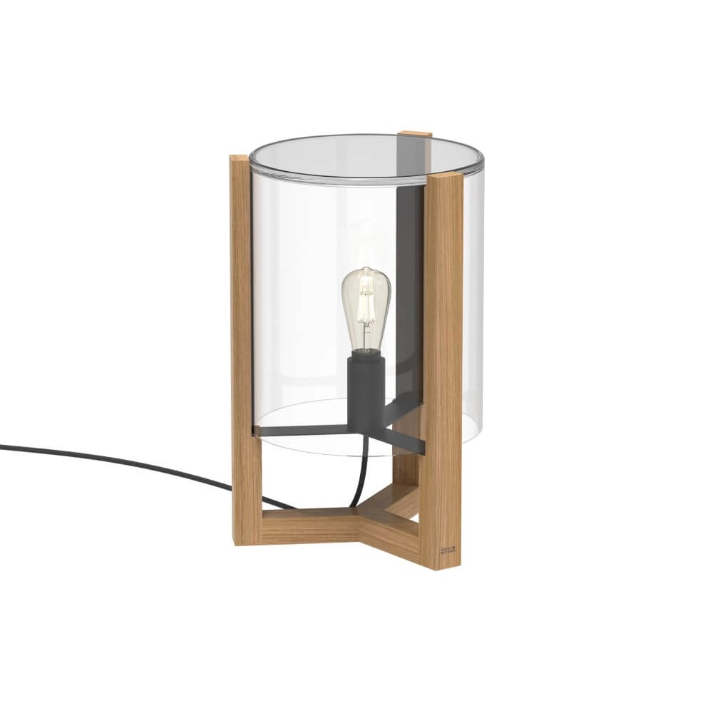 Table lamp 50cm Tristar teak with clear glass