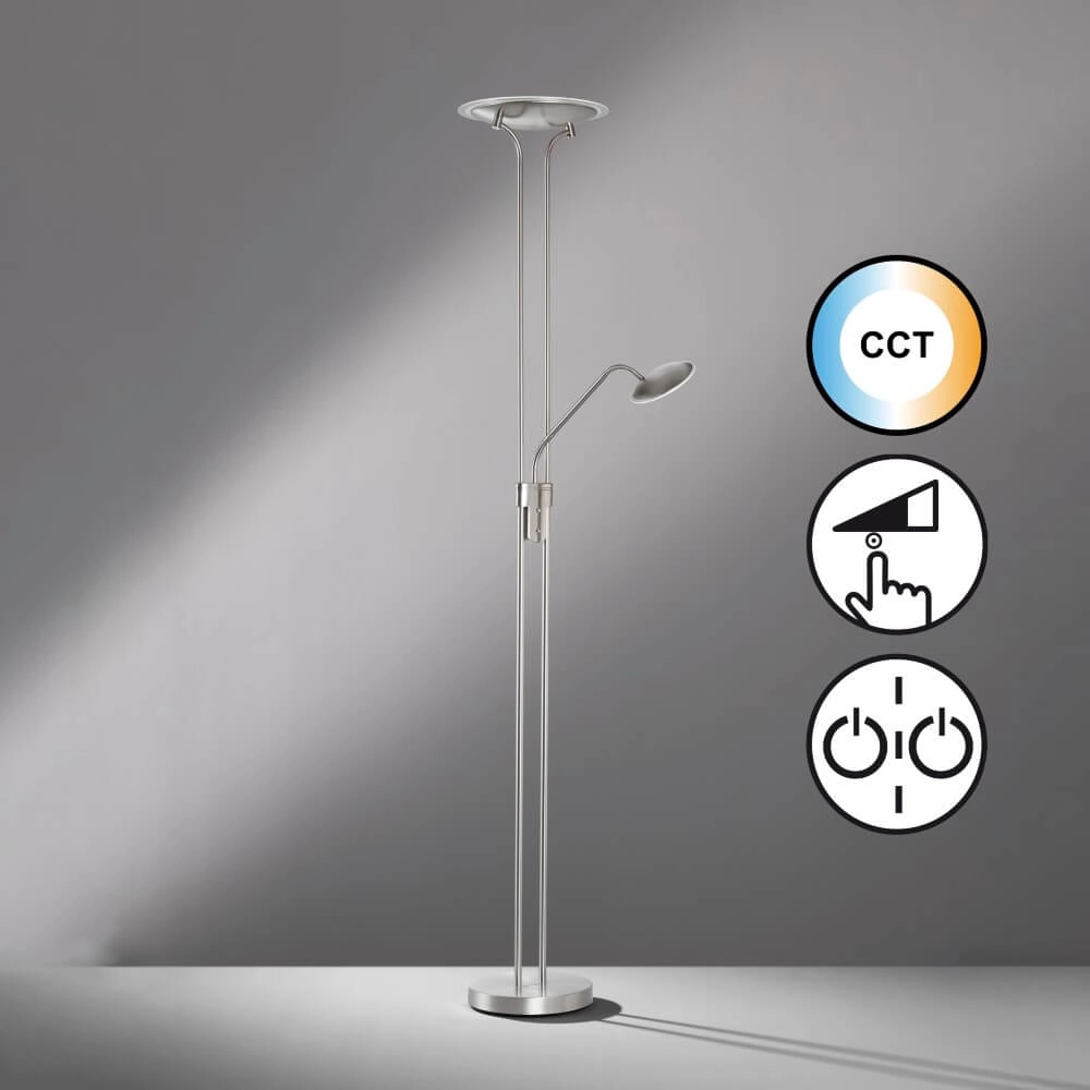 Nickel floor lamp Tallri dimmable Fischer & Honsel 4003694404907