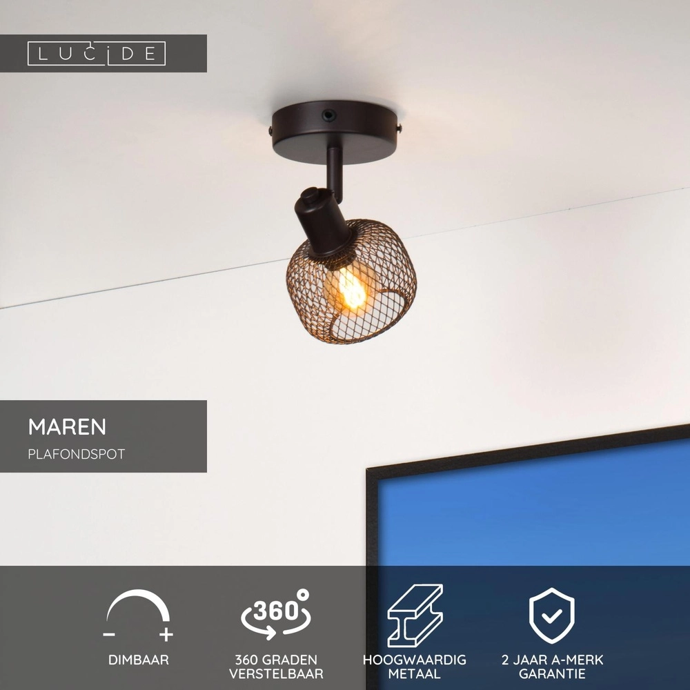 Ceiling light Maren Single Black Lucide 5411212771070