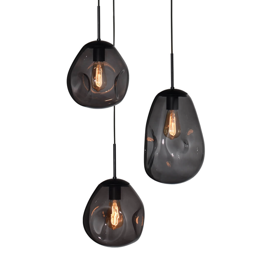 Pendant hanging lamp Lava 3x smoke glass Masterlight 8718121286464