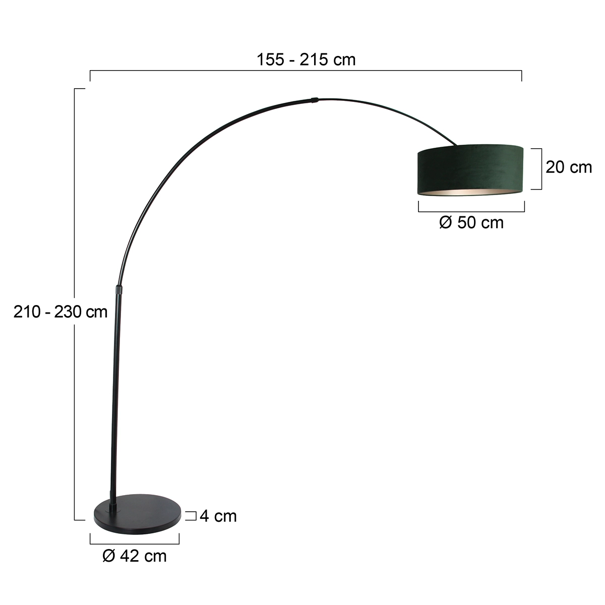 Arc lamp Sparkled black with velor green hood Steinhauer 8712746145977
