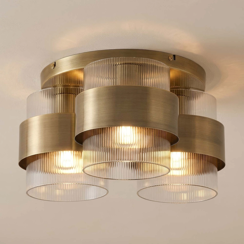 Ceiling lamp Royal 3-light antique brass