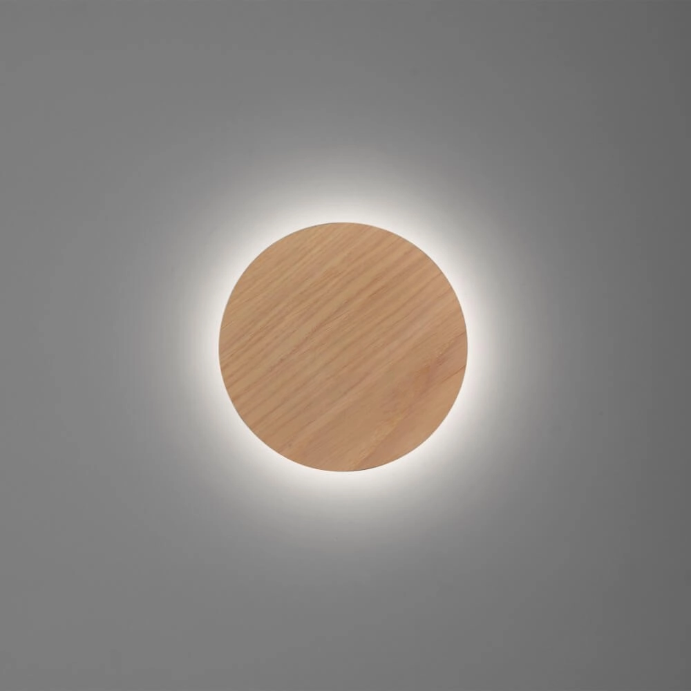 Design wall lamp Akku Puntua Ø 18cm wood Paul Neuhaus 4012248375785