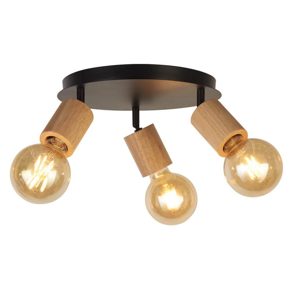 Wooden ceiling lamp Spinny 3-light