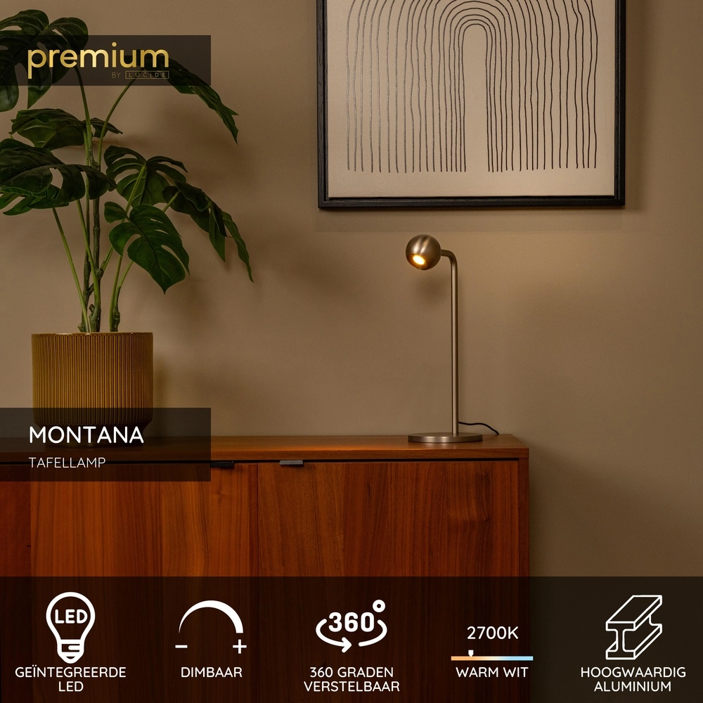 Design table lamp Montana grey Premium by Lucide 5411212680181