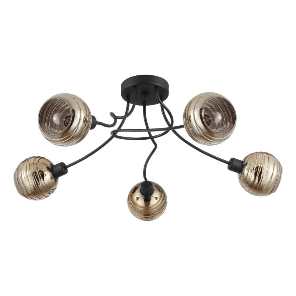Black ceiling lamp Creppo 5-light