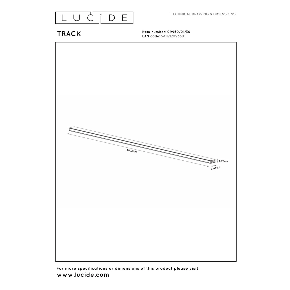 Rail Track 1 meter - 1-phase black Lucide 5411212093301