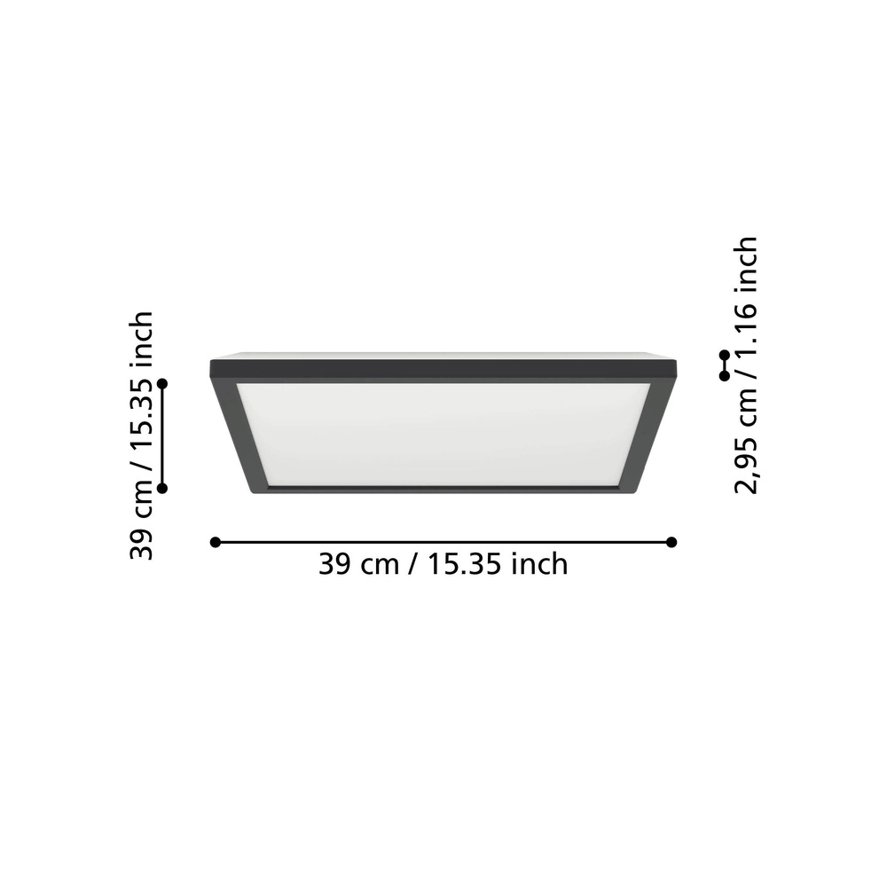 Smart bathroom lamp Rovito-Z Square - Black - 39x39cm Eglo 9008606329748