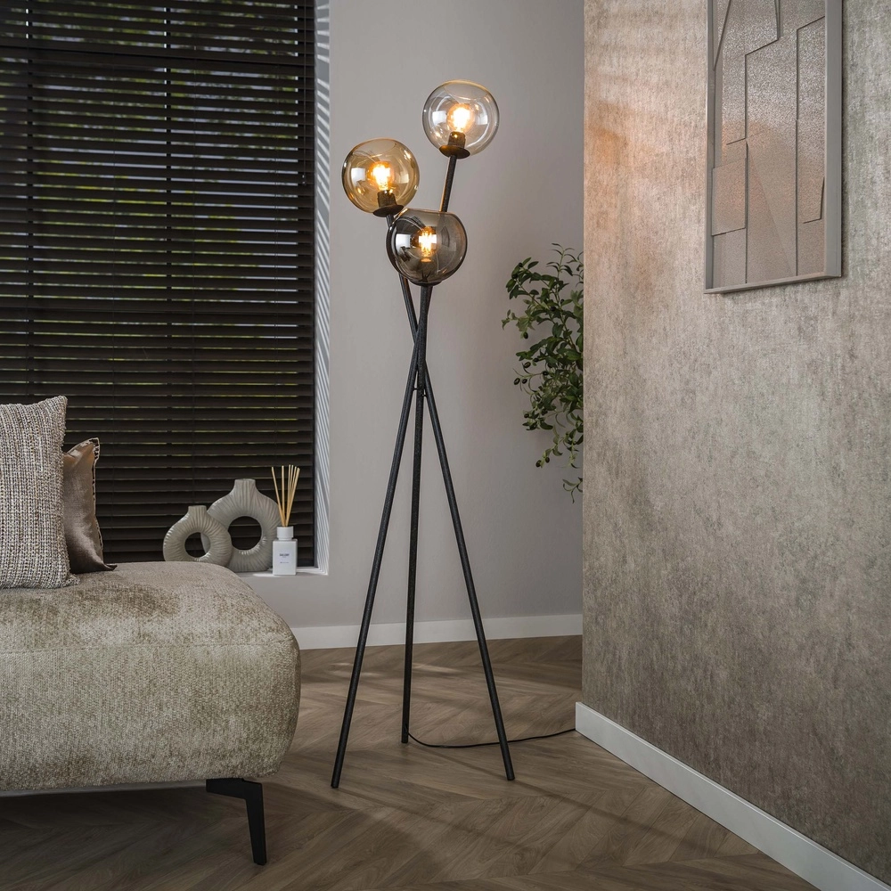 Tripod floor lamp Multi 3x glass