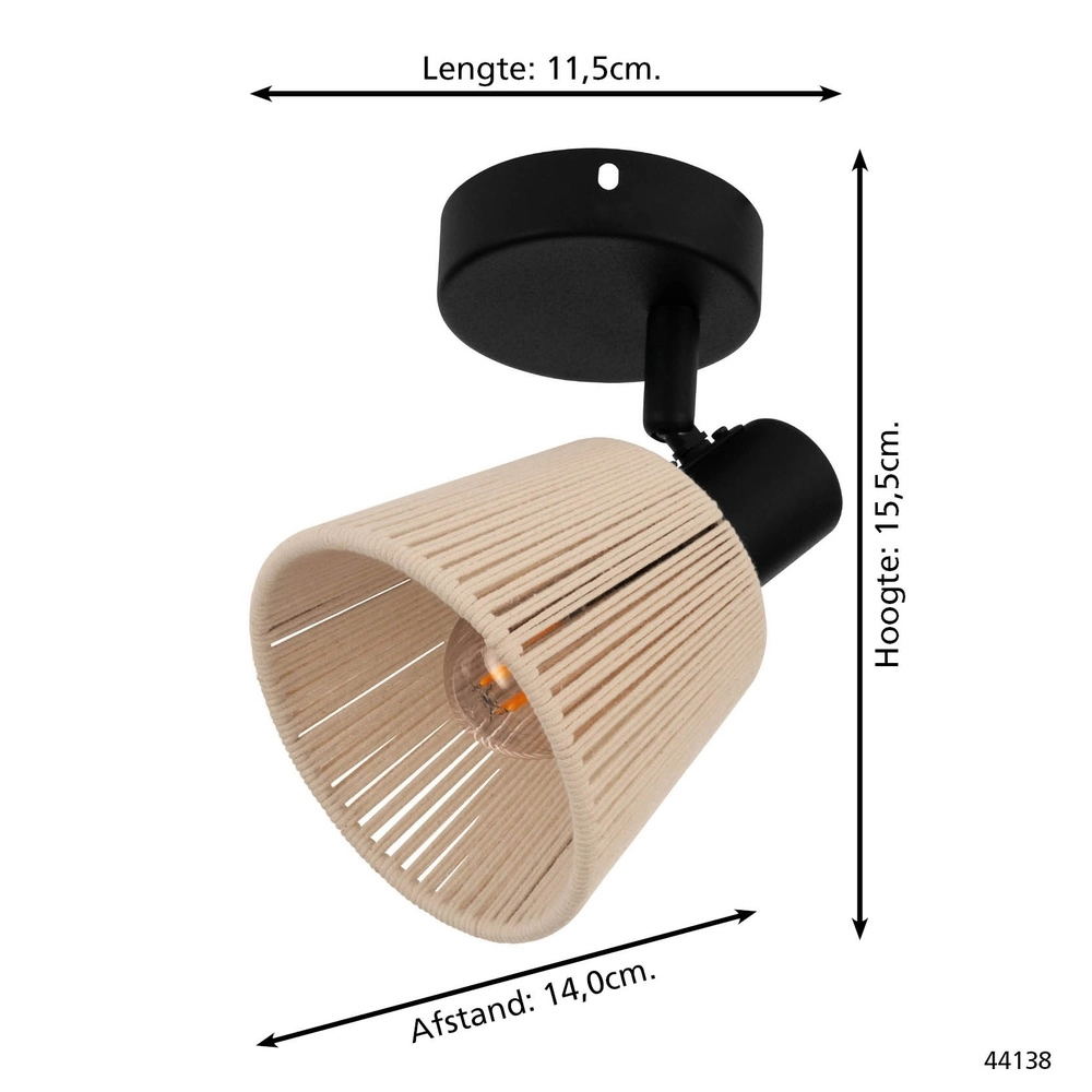 Wall light Seagard black with rattan Eglo 9008606359820