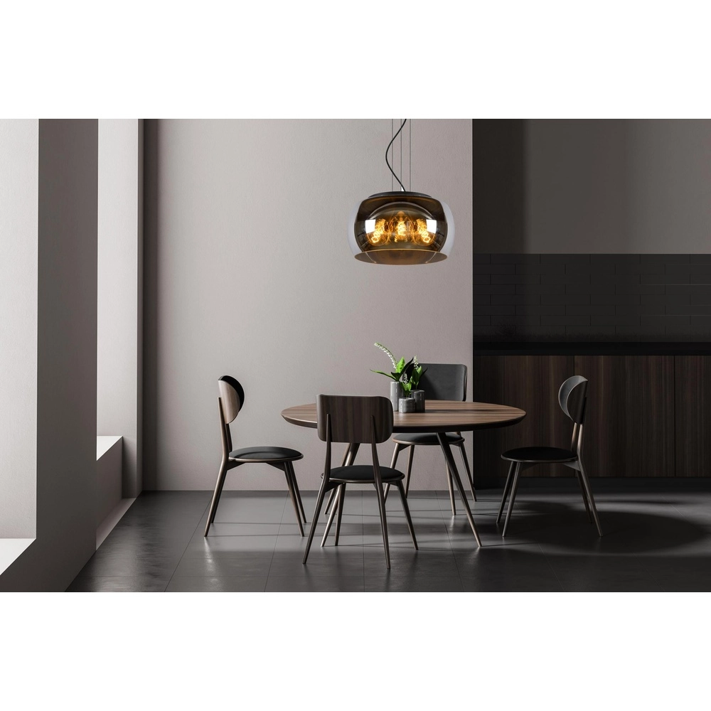 Design pendant lamp Olivia Ø 40cm black with smoke glass Lucide 5411212452092