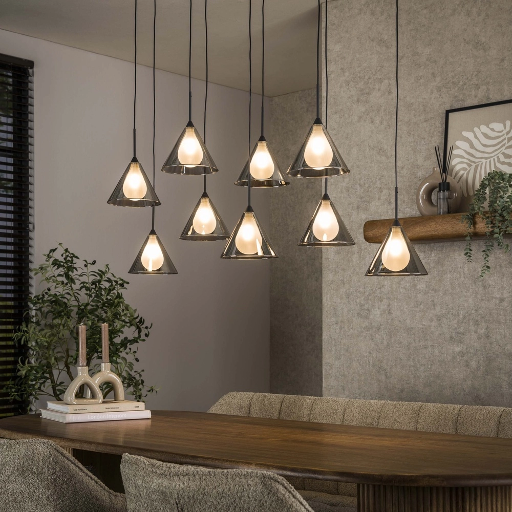 9-light pendant lamp Conic for dining table