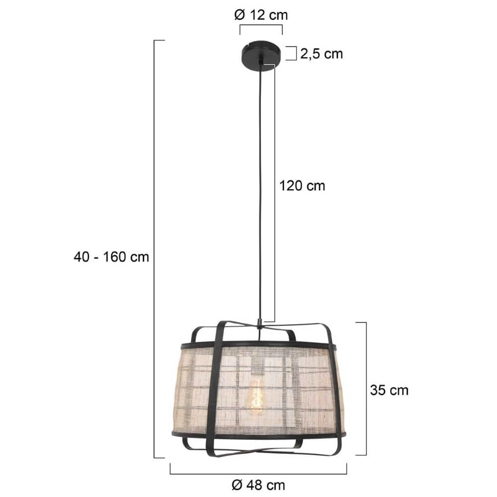 Black wooden pendant lamp Capors Ø 48cm Steinhauer 8712746166637