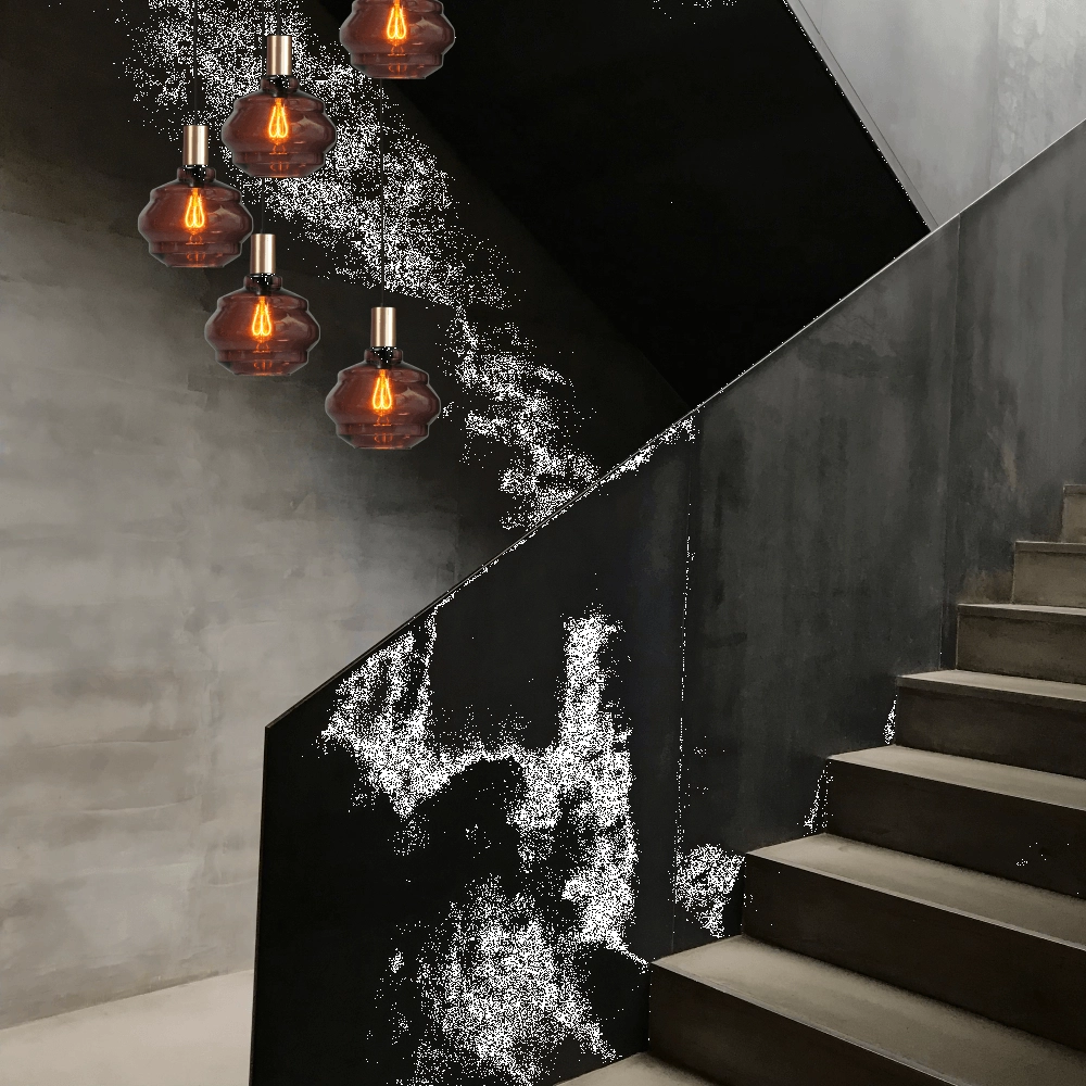 5-light loft hanging lamp - gold - Porto with Ball red glasses - Ø 24cm Masterlight 8718121270982
