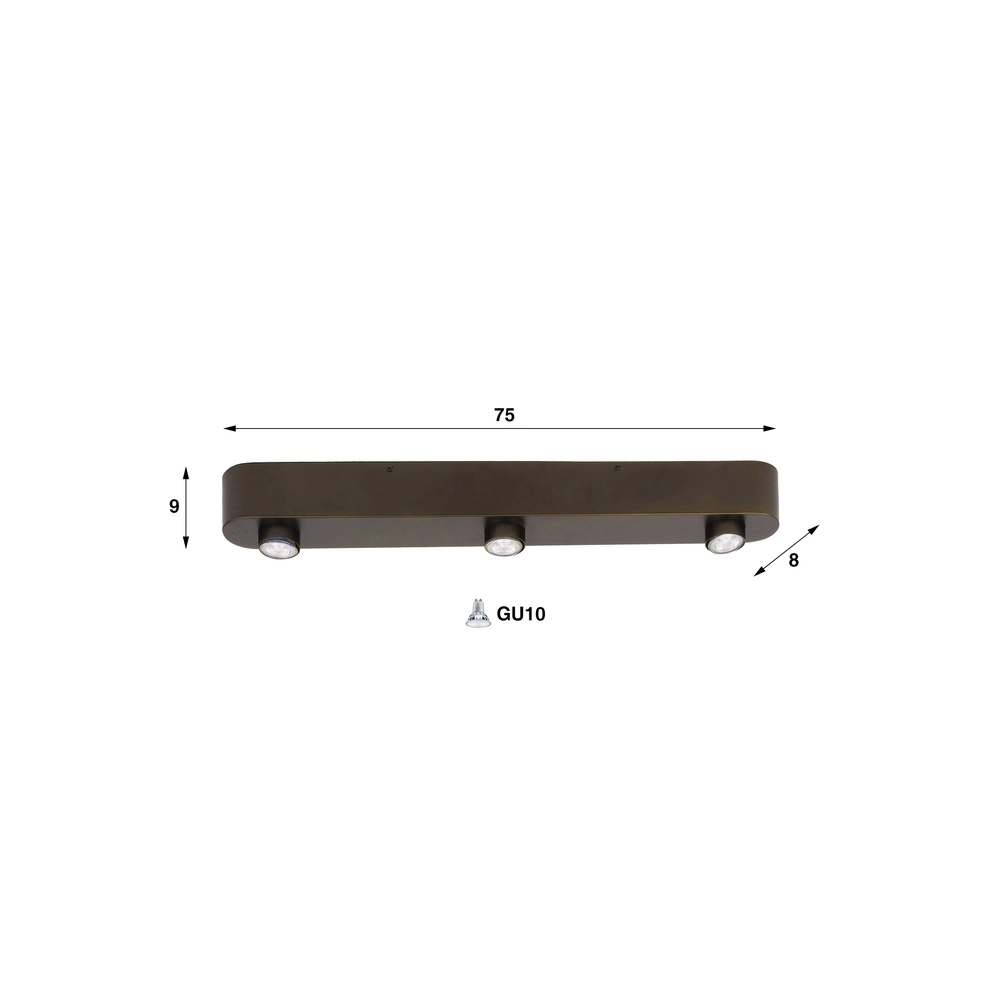 3-light surface-mounted spotlight Bar Sienna brown Lyora 8716803510937