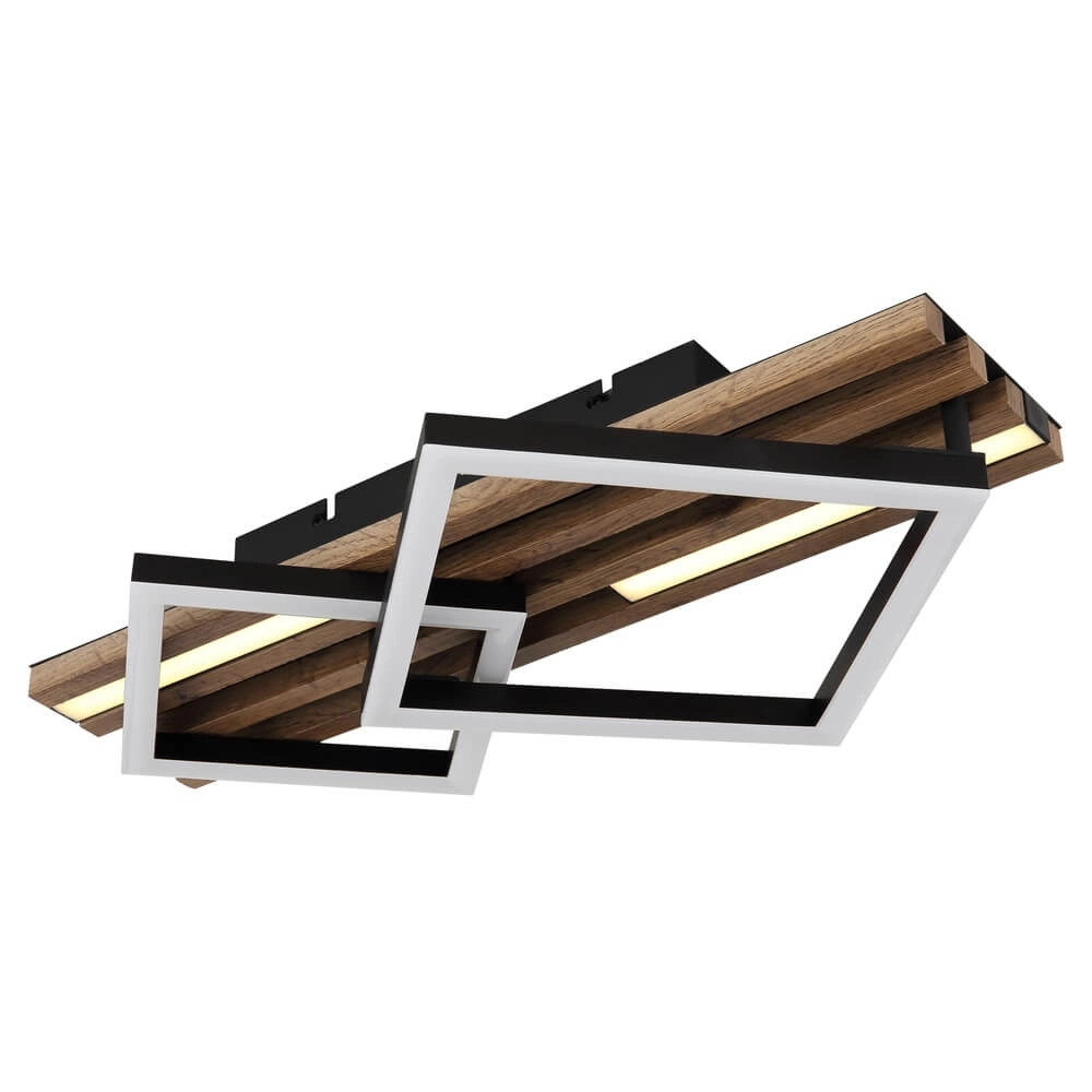 Ceiling lamp Obrien black with wood 2-lightest Globo 9007371512300