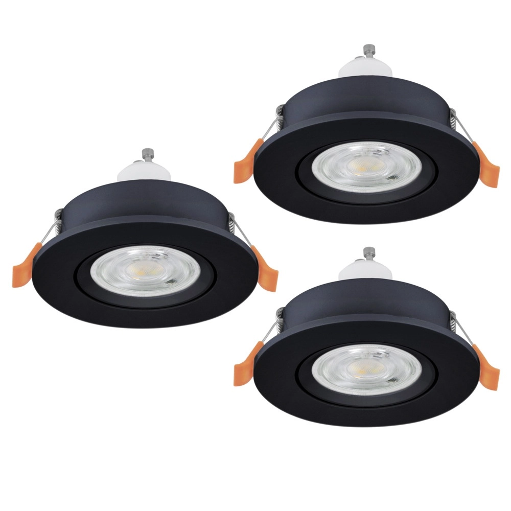 Set of 3 recessed spotlights Barranco black Ø 9cm - 4,5W - 3000K
