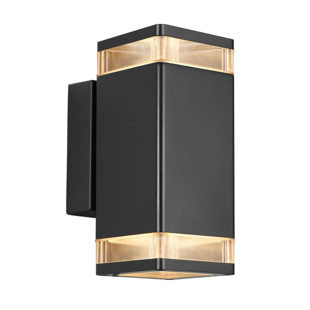 Black wall lamp Elm 2-light angular