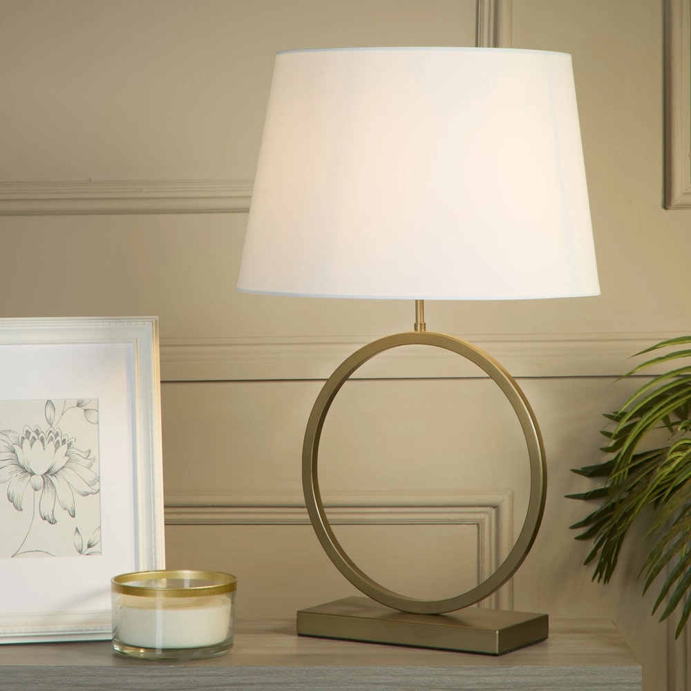 Table lamp Elegant bronze with white cap Searchlight 5053423305004