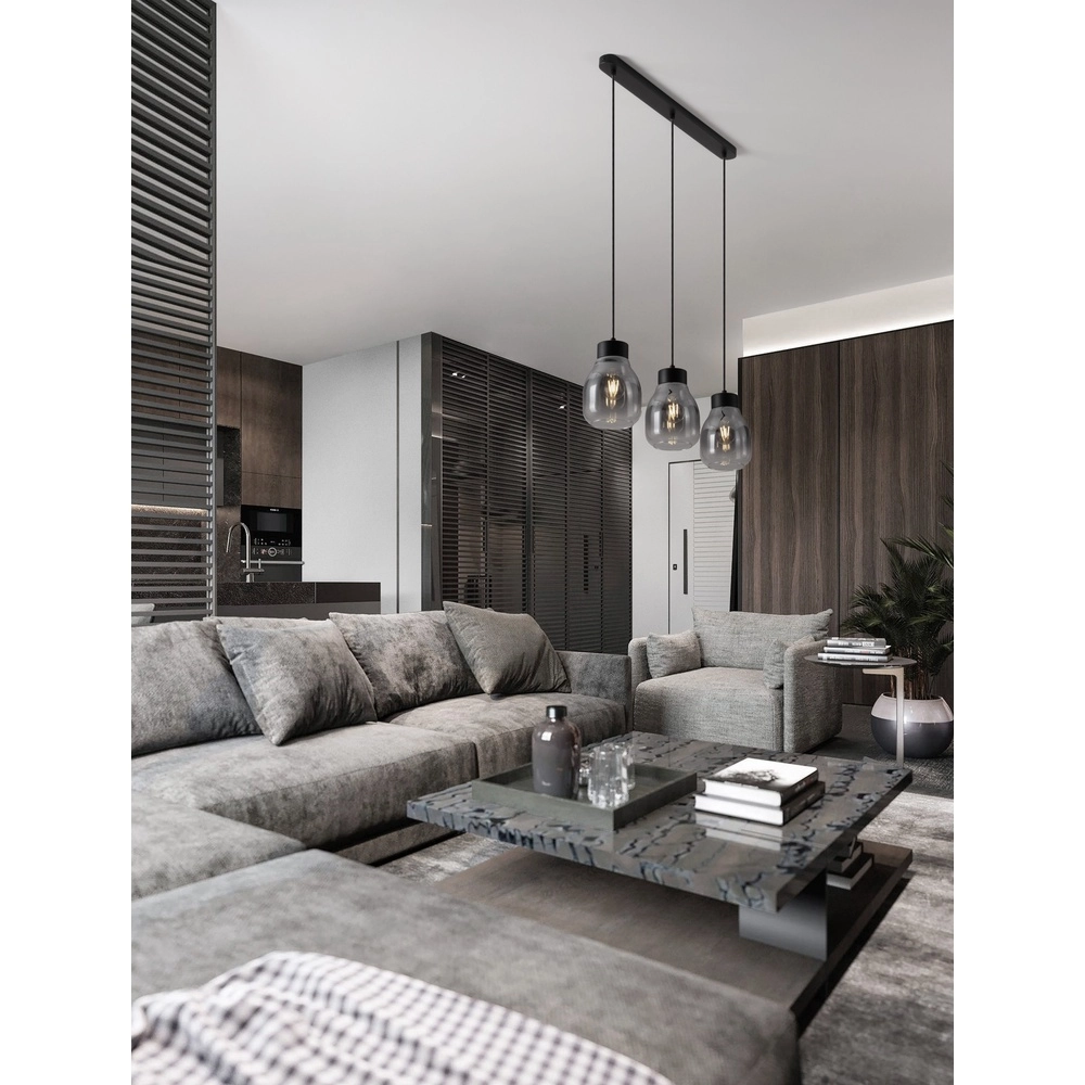 Pendant lamp Blacu 3-light black straight Lyora 5212017447494