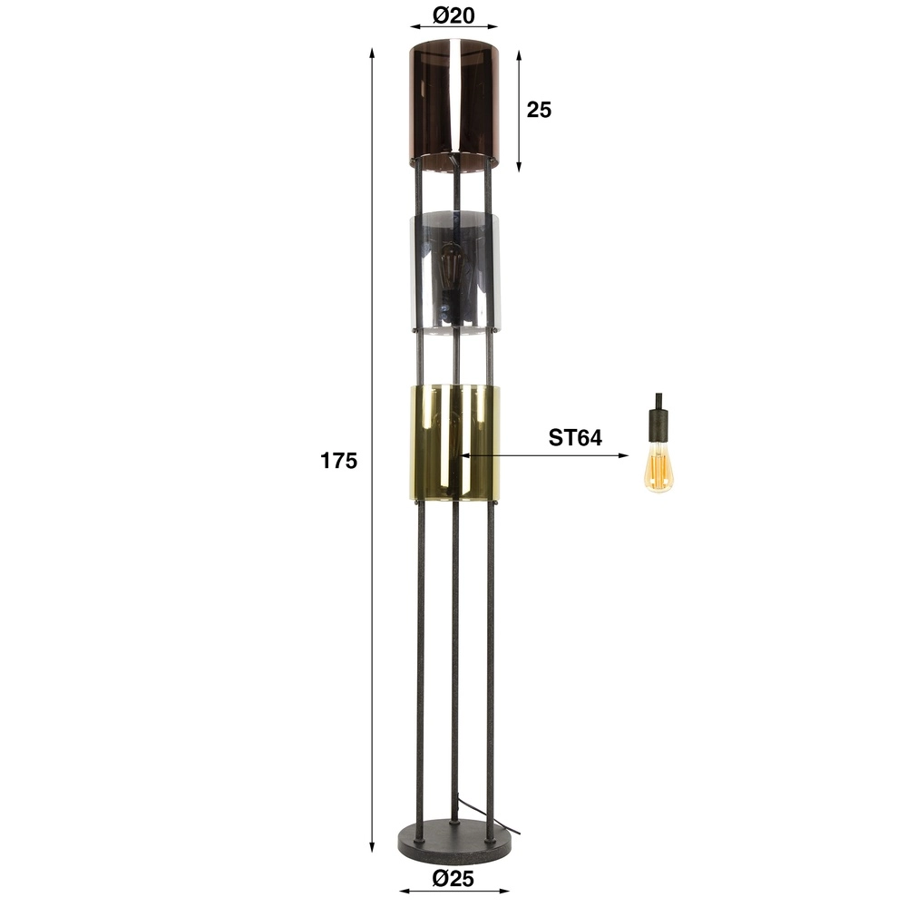 Glass floor lamp Lucente coloured glass - 3x E27 Lyora 8716803511491