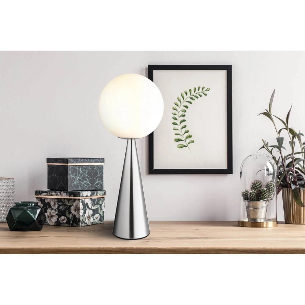 Table lamp Pinpal nickel with white convex glass Globo 9007371450343