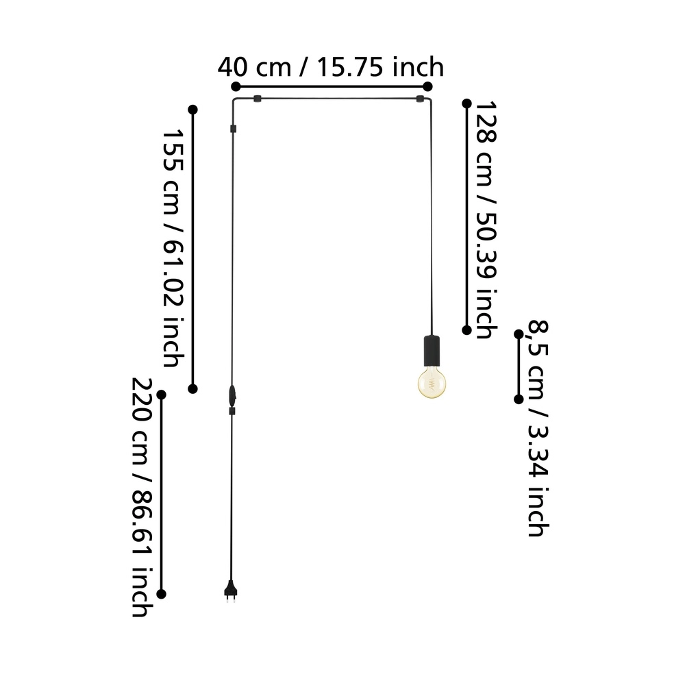 Flexible pendulum Pinetina Black with switch Eglo 9008606281831