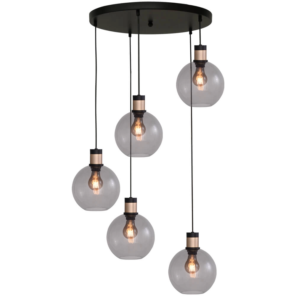 Vide hanging lamp Lazise 2 5x Ø 20cm gold with black